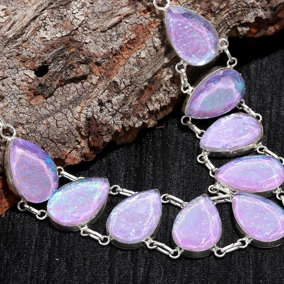 Pink Australian Triplet Opal Necklace! 925 Sterling Silver Stamped! - Picture 6 of 16